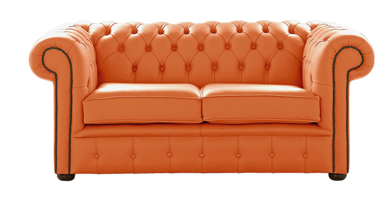 Product photograph of Chesterfield 2 Seater Shelly Firestone Leather Sofa Settee Bespoke In Classic Style from Chesterfield Sofas