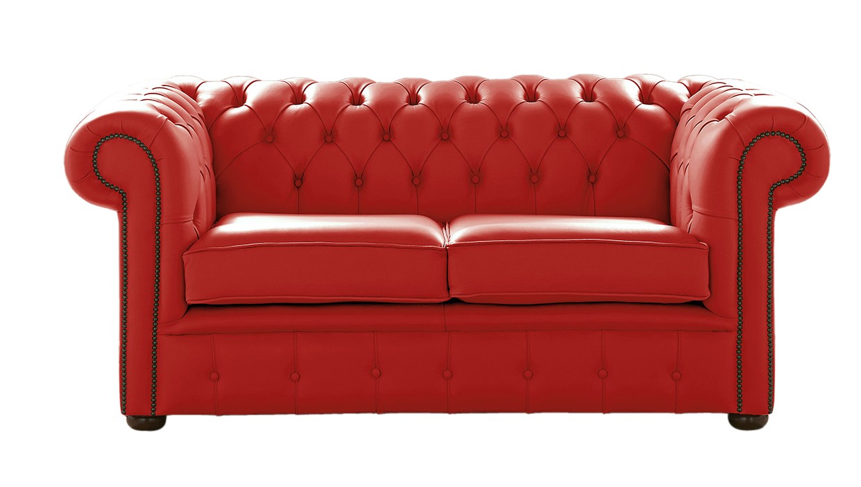Product photograph of Chesterfield 2 Seater Shelly Flame Red Leather Sofa Settee Bespoke In Classic Style from Chesterfield Sofas