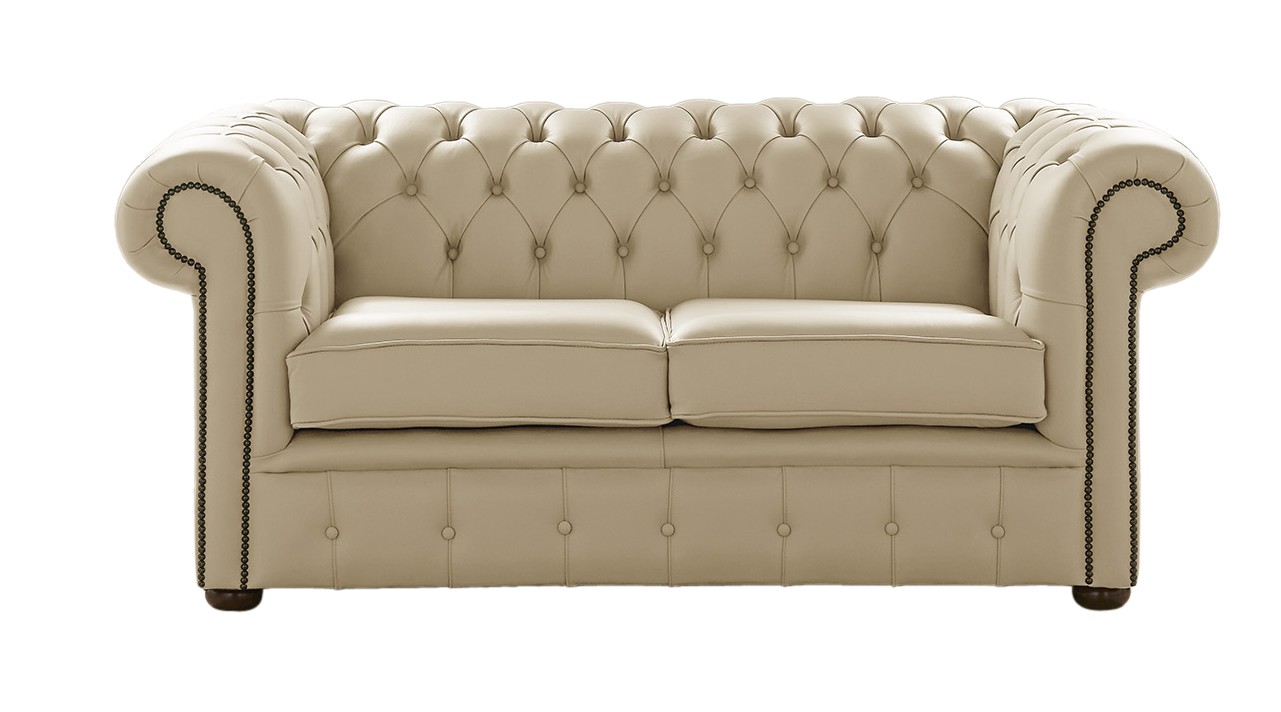 Product photograph of Chesterfield 2 Seater Shelly Ivory Leather Sofa Settee Bespoke In Classic Style from Chesterfield Sofas