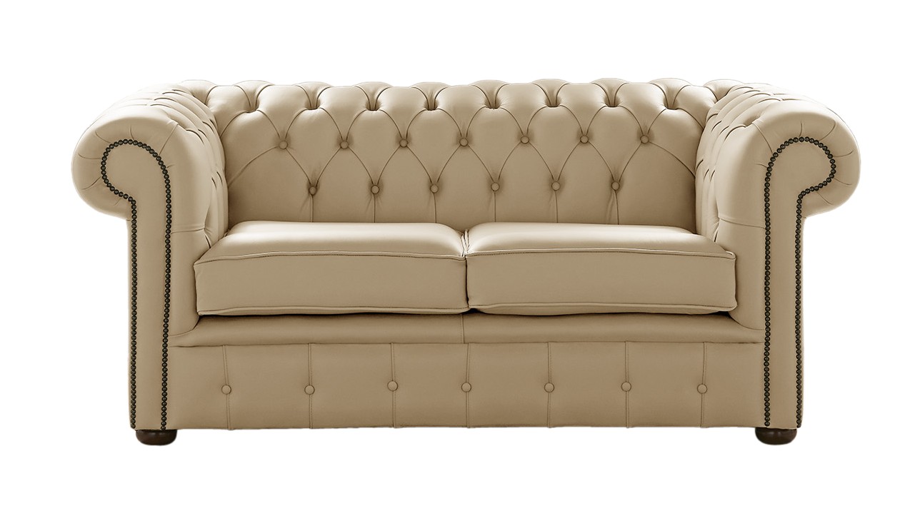 Product photograph of Chesterfield 2 Seater Shelly Panna Leather Sofa Settee Bespoke In Classic Style from Chesterfield Sofas