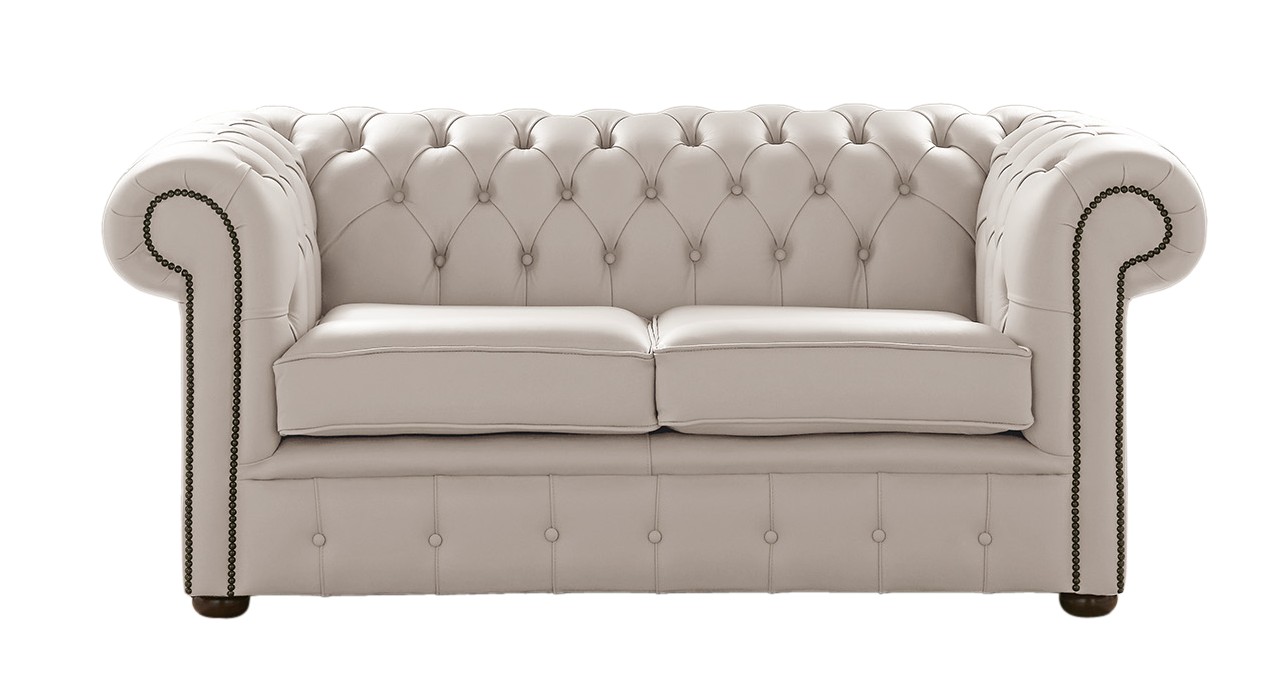 Product photograph of Chesterfield 2 Seater Shelly Rice Mink Leather Sofa Settee Bespoke In Classic Style from Chesterfield Sofas