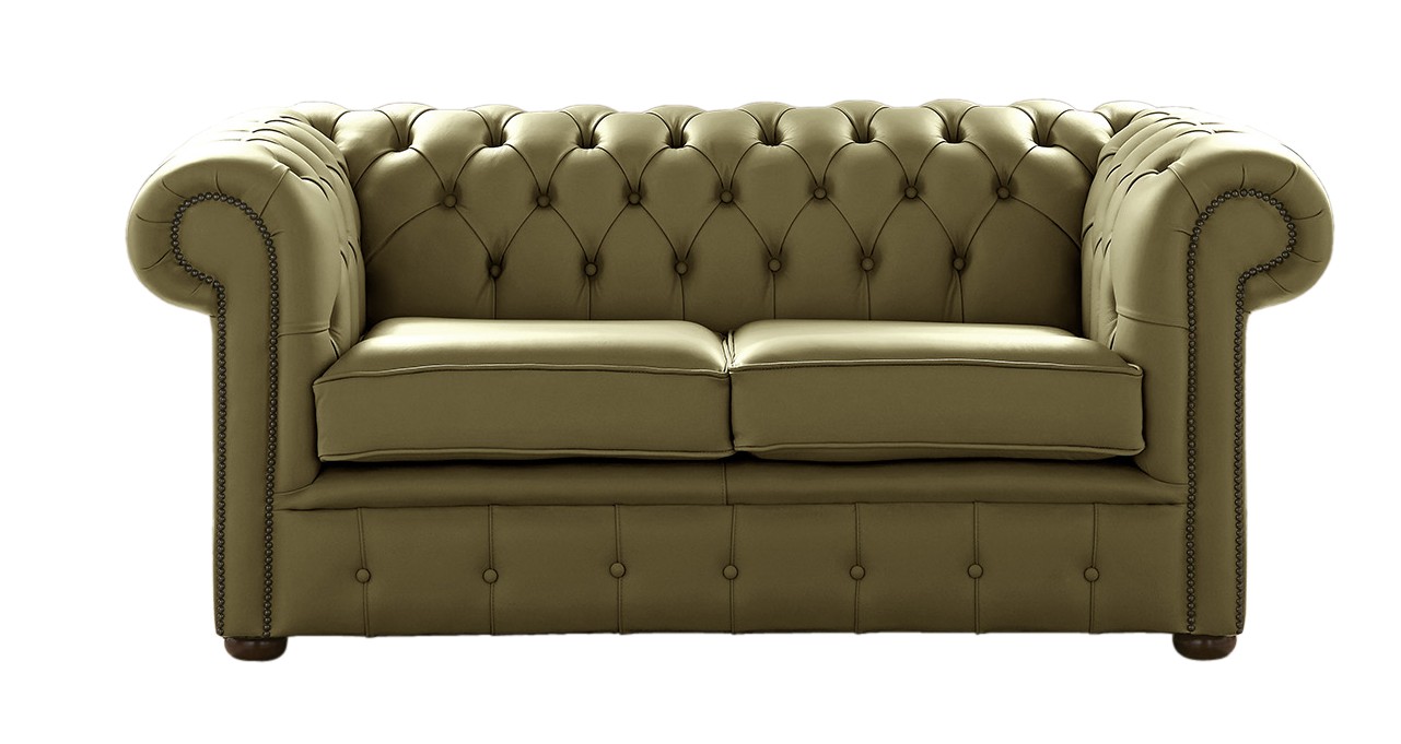 Product photograph of Chesterfield 2 Seater Shelly Sage Leather Sofa Settee Bespoke In Classic Style from Chesterfield Sofas