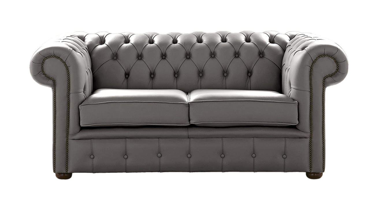 Product photograph of Chesterfield 2 Seater Shelly Silver Birch Leather Sofa Settee Bespoke In Classic Style from Chesterfield Sofas