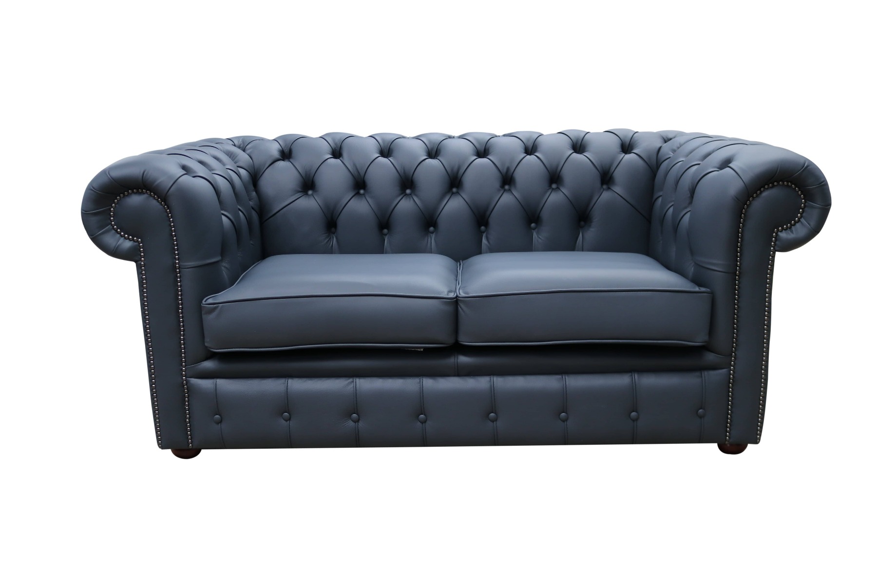 Product photograph of Chesterfield 2 Seater Shelly Suffolk Blue Real Leather Sofa Settee Bespoke In Classic Style from Chesterfield Sofas.