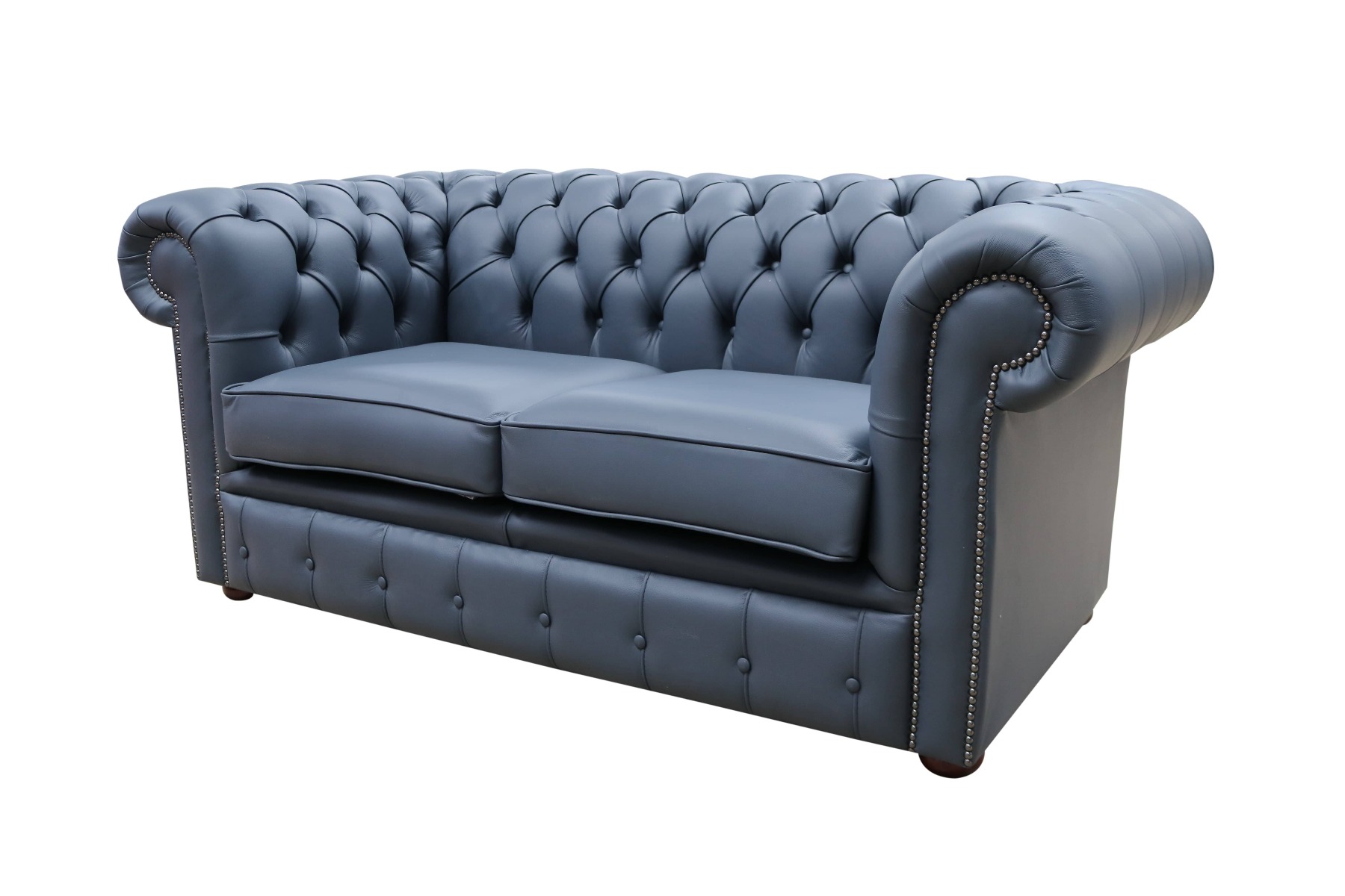 Product photograph of Chesterfield 2 Seater Shelly Suffolk Blue Real Leather Sofa Settee Bespoke In Classic Style from Chesterfield Sofas.