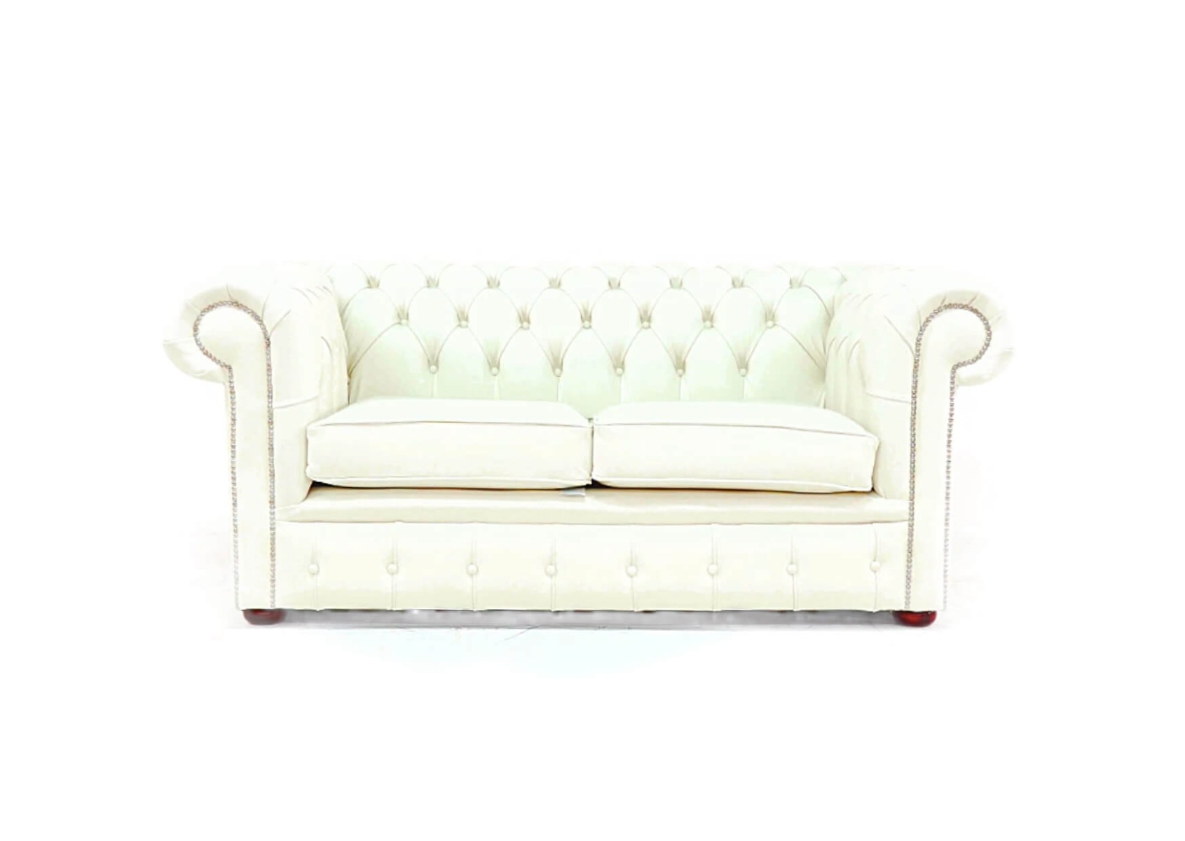 Product photograph of Chesterfield 2 Seater Sofa Settee Shelly White Real Leather In Classic Style from Chesterfield Sofas