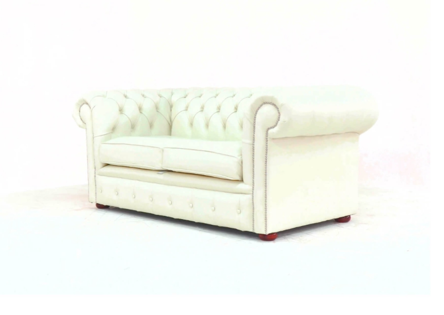 Product photograph of Chesterfield 2 Seater Sofa Settee Shelly White Real Leather In Classic Style from Chesterfield Sofas.