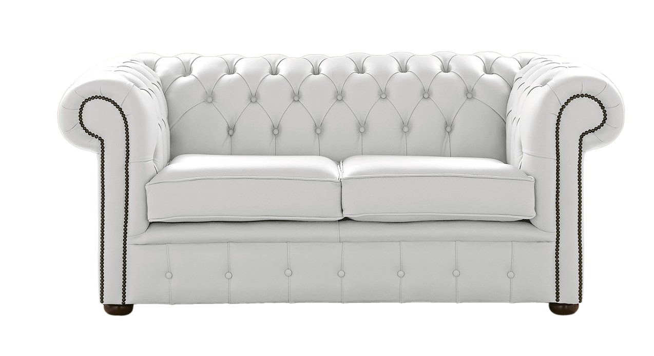 Product photograph of Chesterfield 2 Seater Shelly White Leather Sofa Settee Bespoke In Classic Style from Chesterfield Sofas