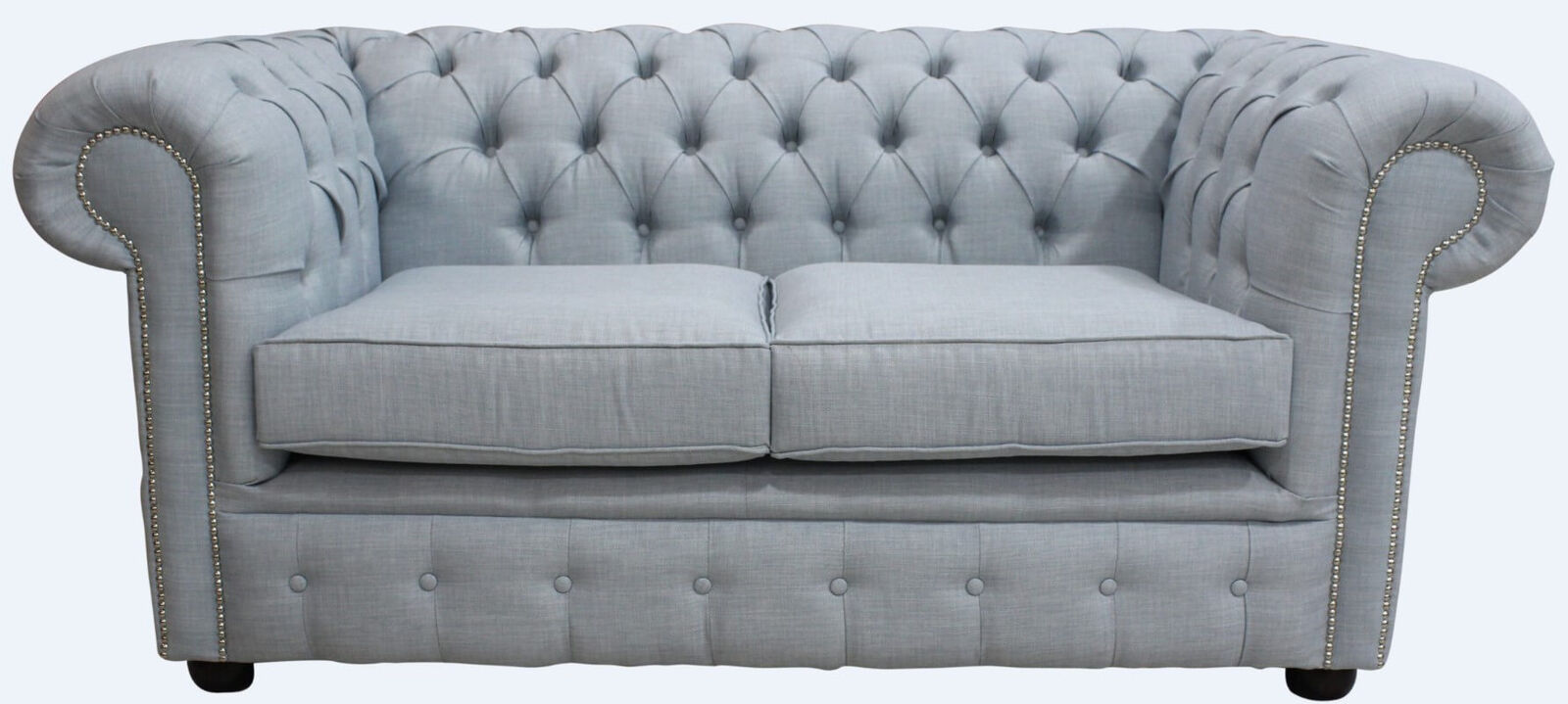 Product photograph of Chesterfield 2 Seater Sofa Charles Sky Blue Linen Fabric In Classic Style from Chesterfield Sofas