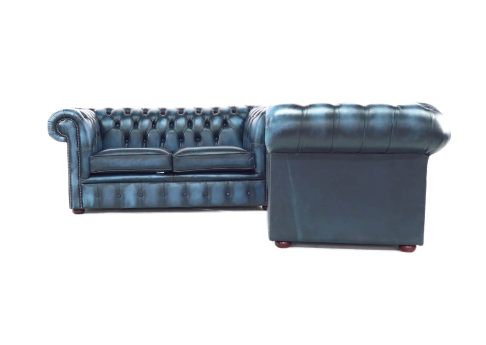 Product photograph of Chesterfield 2 Seater Club Chair Sofa Suite Antique Blue Real Leather In Classic Style from Chesterfield Sofas.