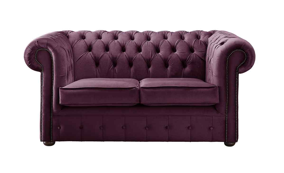 Product photograph of Chesterfield 2 Seater Sofa Malta Boysenberry Purple Velvet Fabric In Classic Style from Chesterfield Sofas