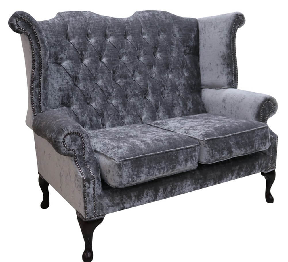 Product photograph of Chesterfield 2 Seater Sofa Modena Regency Grey Fabric In Queen Anne Style from Chesterfield Sofas.