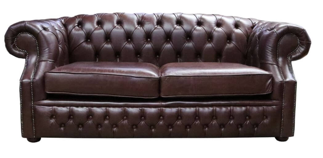 Product photograph of Chesterfield 2 Seater Sofa Old English Dark Brown Leather In Buckingham Style from Chesterfield Sofas