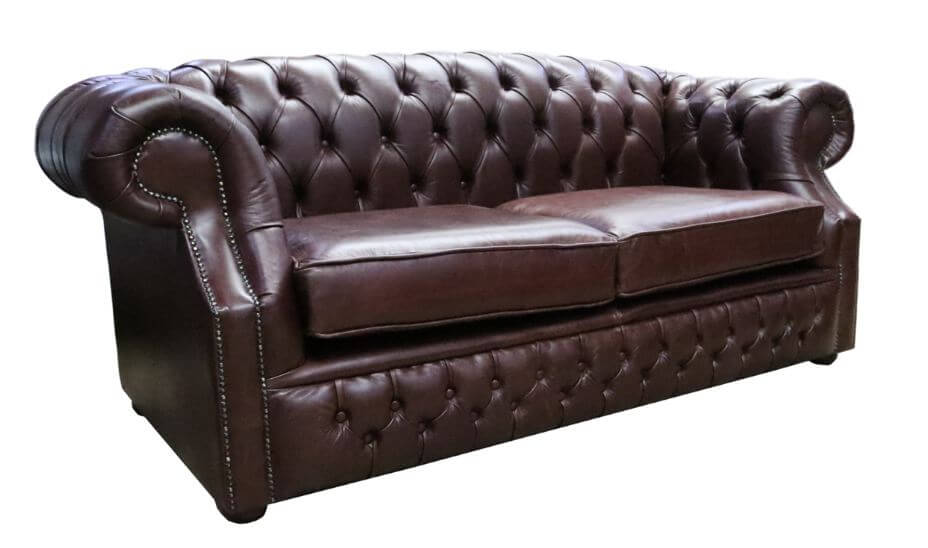 Product photograph of Chesterfield 2 Seater Sofa Old English Dark Brown Leather In Buckingham Style from Chesterfield Sofas.