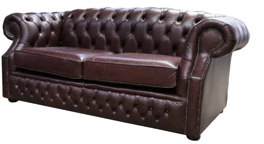 Product photograph of Chesterfield 2 Seater Sofa Old English Dark Brown Leather In Buckingham Style from Chesterfield Sofas.