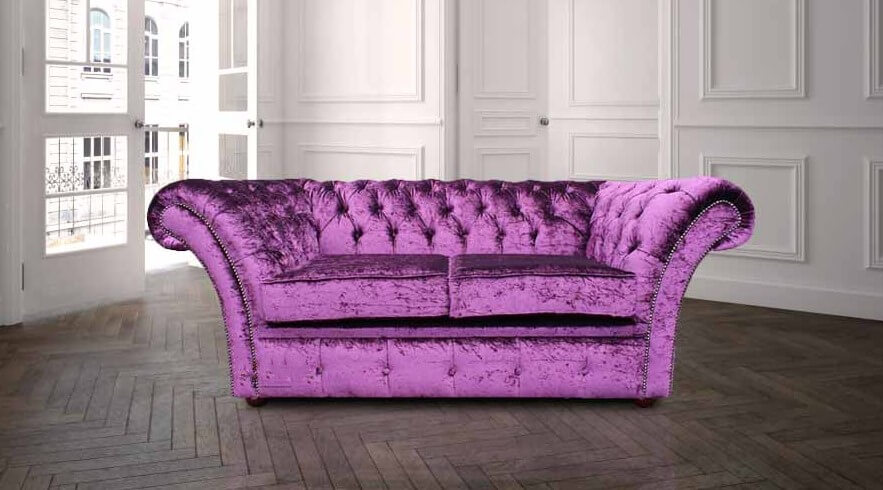 Product photograph of Chesterfield 2 Seater Sofa Settee Boutique Cursh Purple Velvet Fabric In Balmoral Style from Chesterfield Sofas