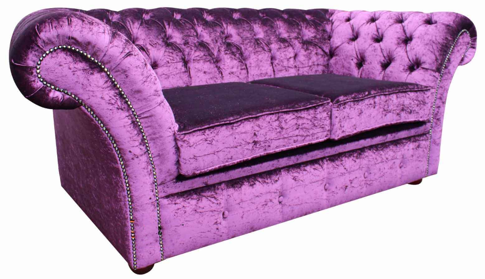 Product photograph of Chesterfield 2 Seater Sofa Settee Boutique Cursh Purple Velvet Fabric In Balmoral Style from Chesterfield Sofas.