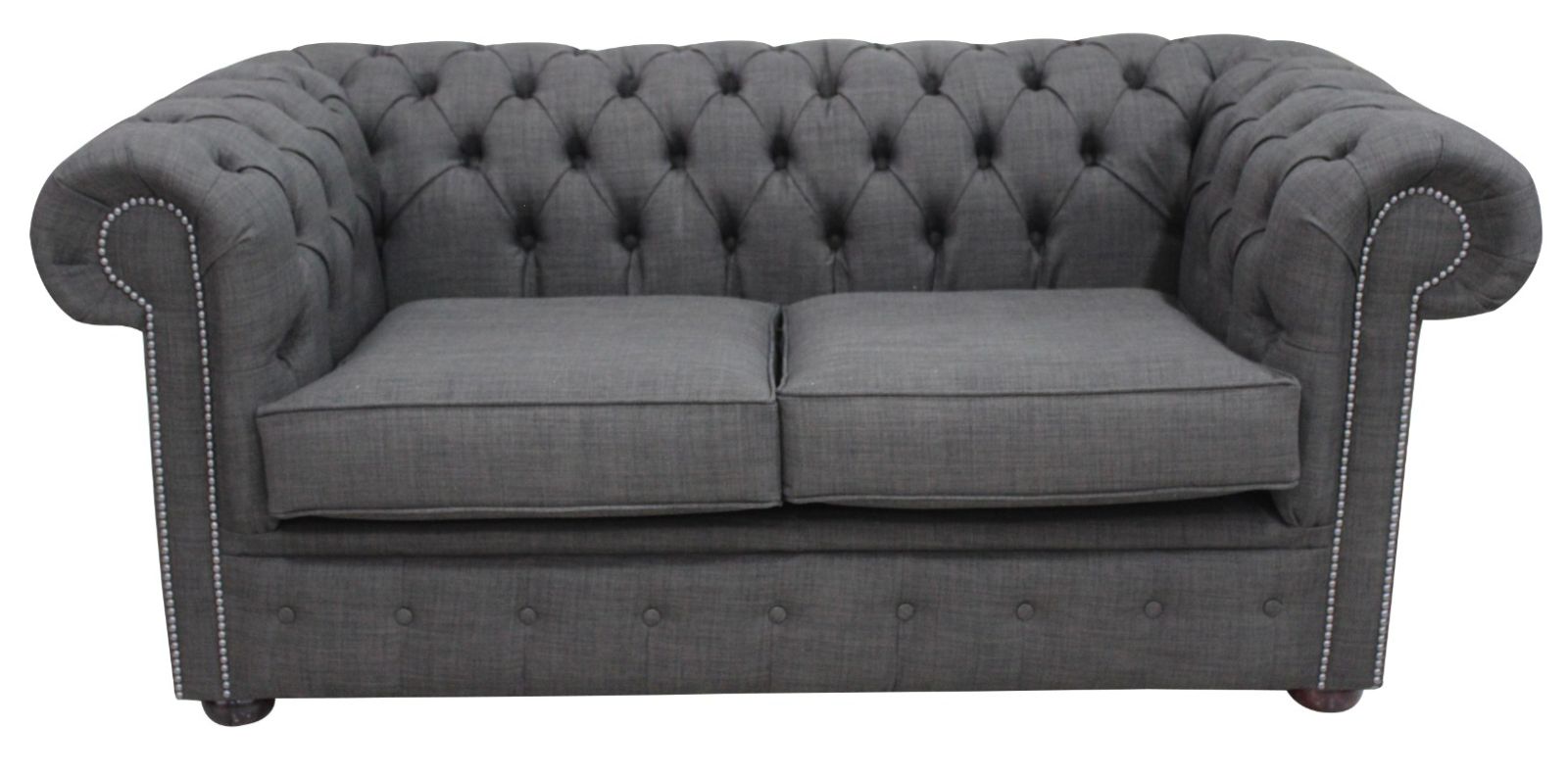 Product photograph of Chesterfield 2 Seater Sofa Settee Charcoal Grey Real Linen Fabric In Classic Style from Chesterfield Sofas