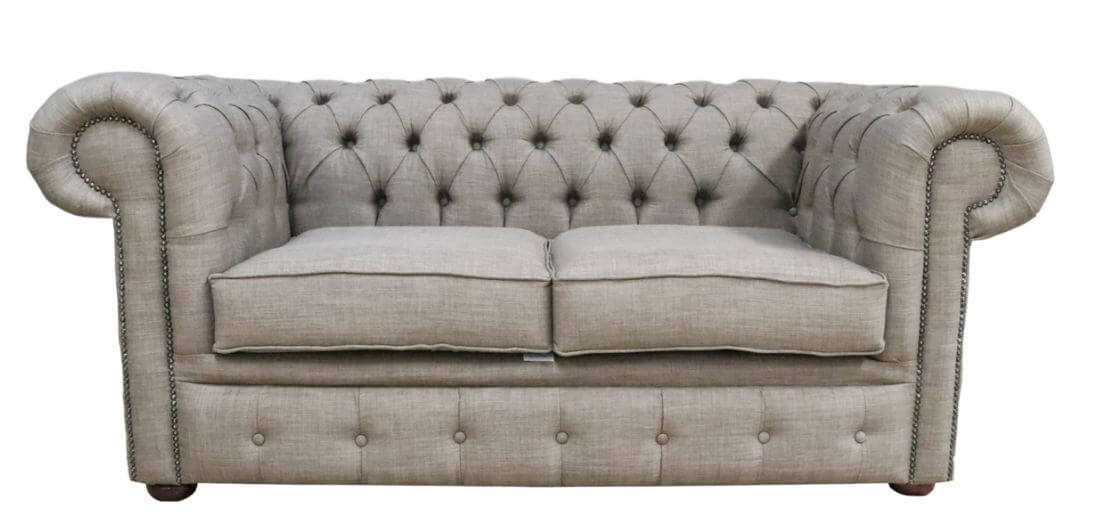 Product photograph of Chesterfield 2 Seater Sofa Settee Charles Linen Nutmeg Grey Fabric In Classic Style from Chesterfield Sofas