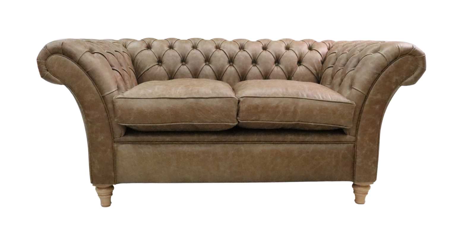 Product photograph of Chesterfield 2 Seater Sofa Settee Cracked Wax Tan Real Leather In Balmoral Style from Chesterfield Sofas