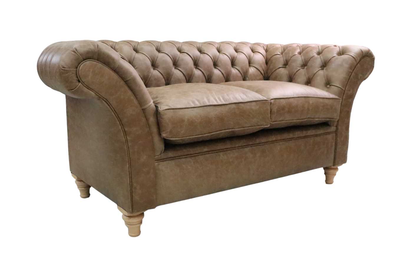 Product photograph of Chesterfield 2 Seater Sofa Settee Cracked Wax Tan Real Leather In Balmoral Style from Chesterfield Sofas.