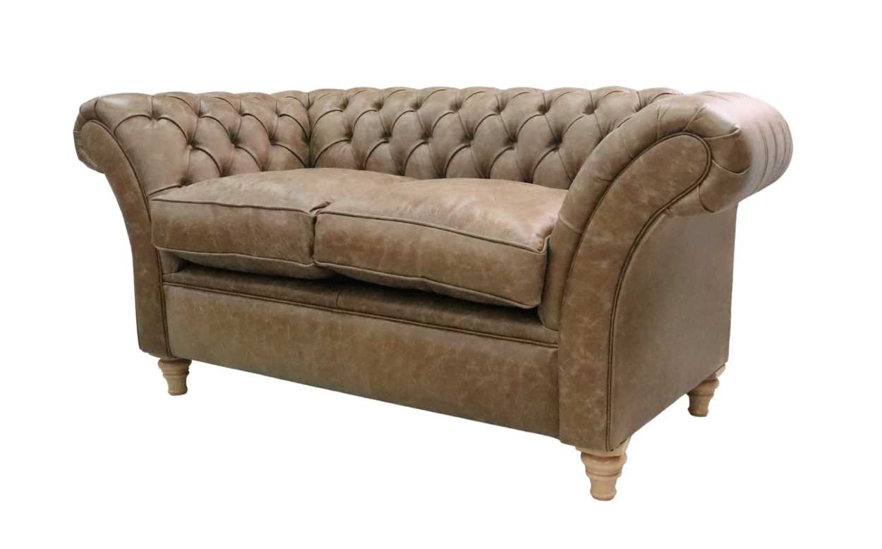 Product photograph of Chesterfield 2 Seater Sofa Settee Cracked Wax Tan Real Leather In Balmoral Style from Chesterfield Sofas.