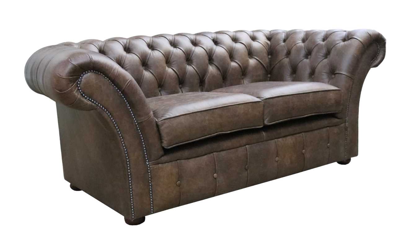 Product photograph of Chesterfield 2 Seater Sofa Settee Cracked Wax Tobacco Leather In Balmoral Style from Chesterfield Sofas.