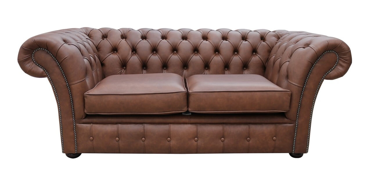 Product photograph of Chesterfield 2 Seater Sofa Settee Etna Bourbon Brown Leather In Balmoral Style from Chesterfield Sofas