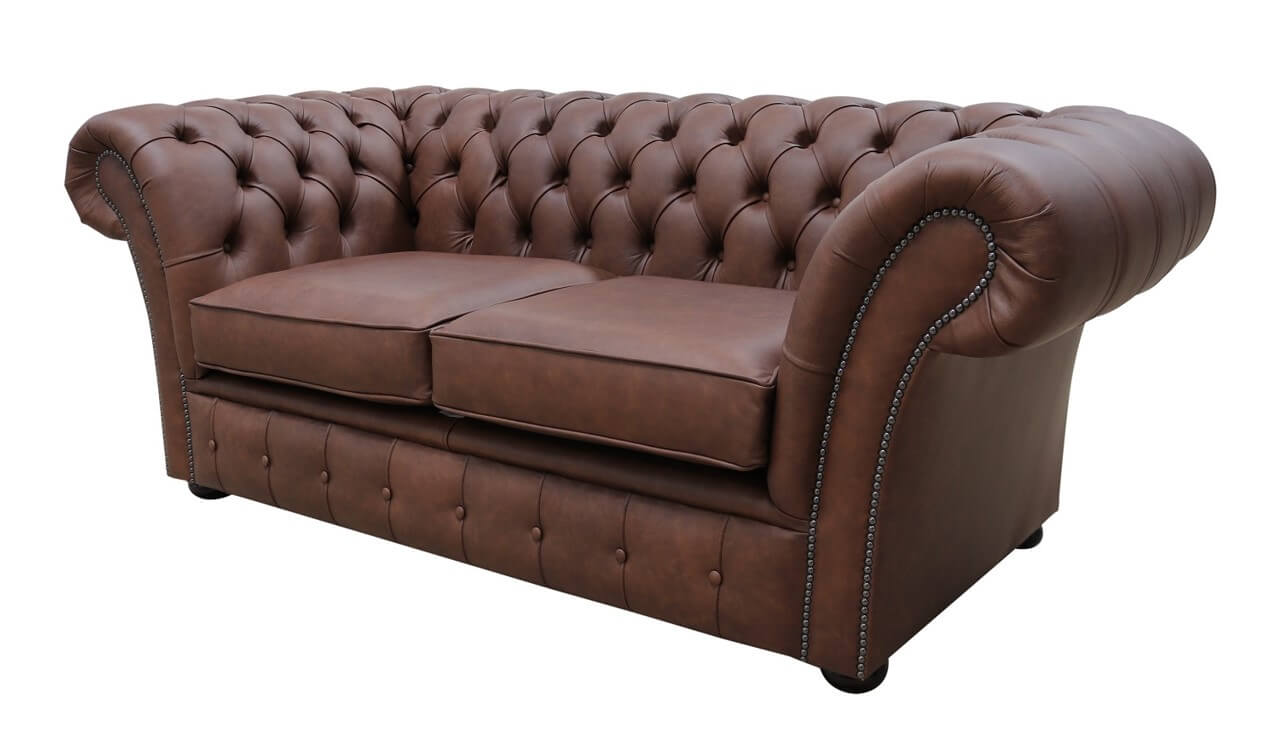Product photograph of Chesterfield 2 Seater Sofa Settee Etna Bourbon Brown Leather In Balmoral Style from Chesterfield Sofas.