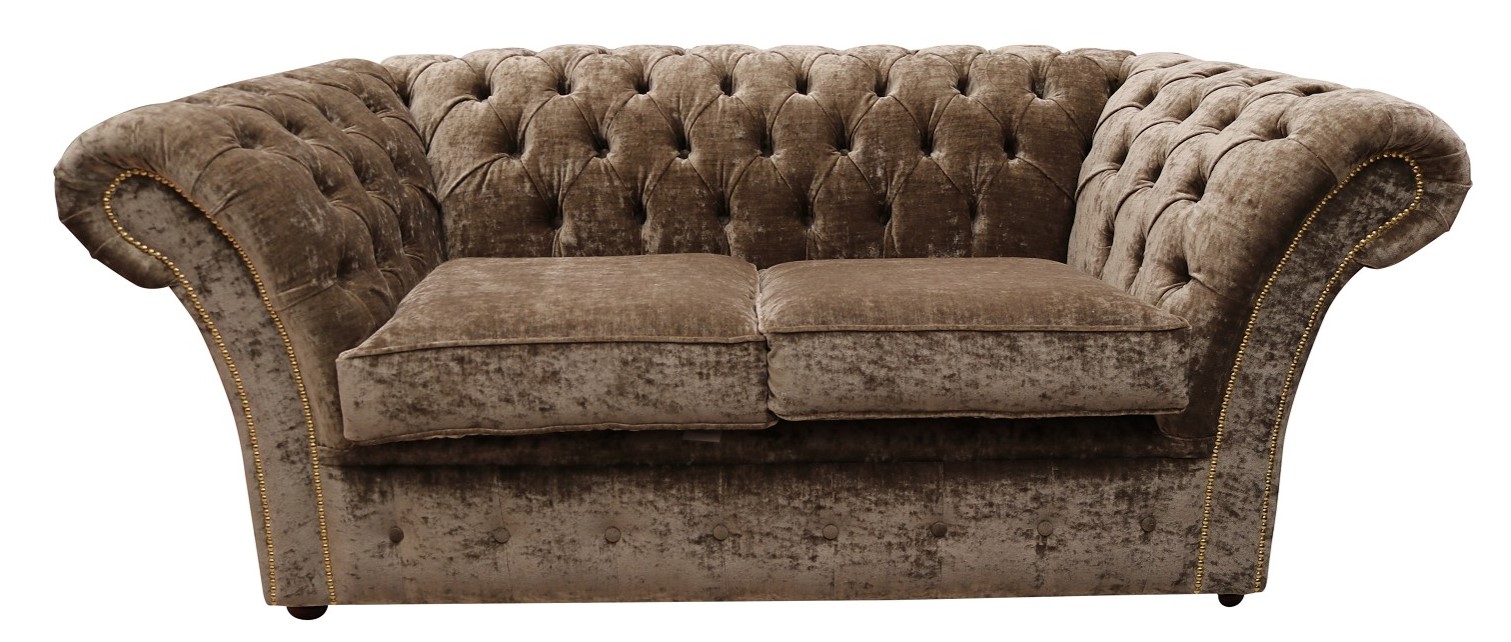 Product photograph of Chesterfield 2 Seater Sofa Settee Modena Latte Brown Velvet In Balmoral Style from Chesterfield Sofas