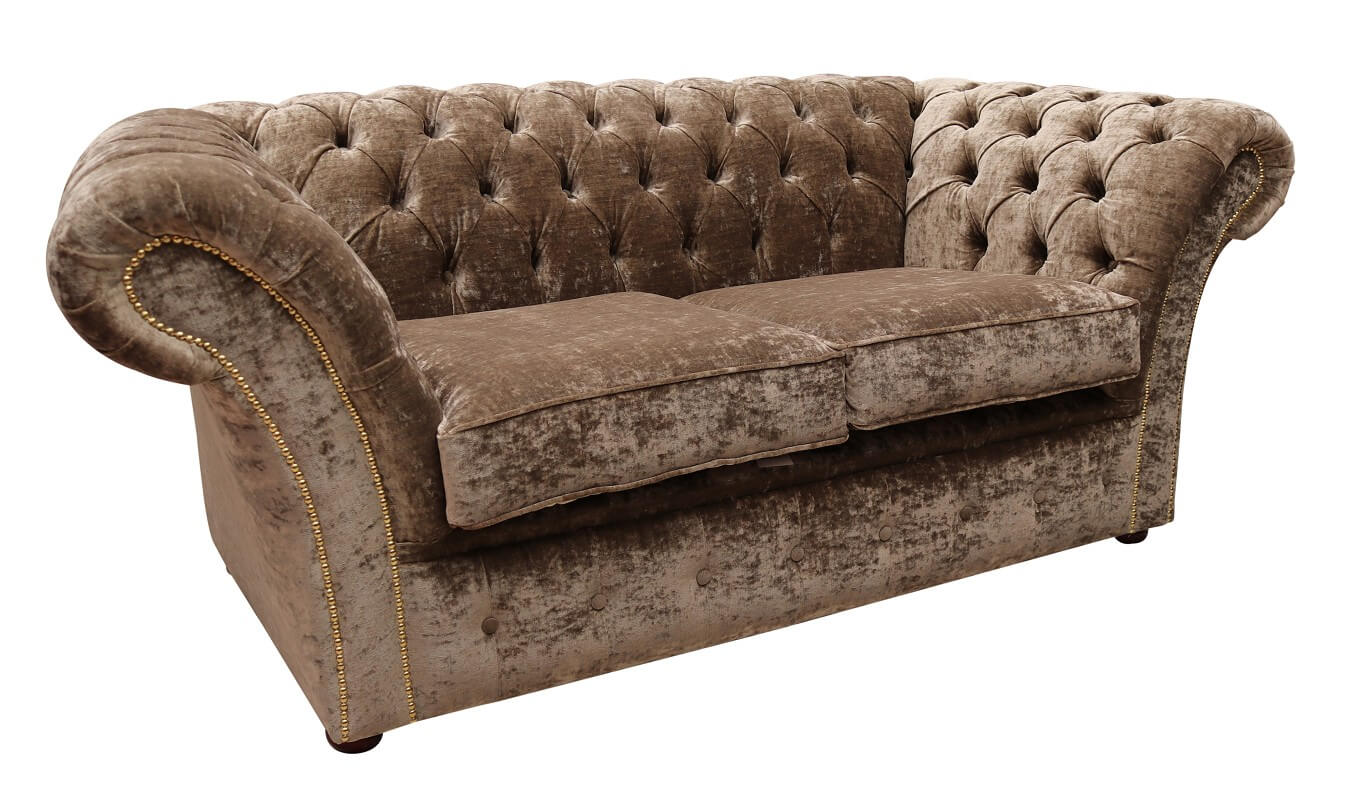Product photograph of Chesterfield 2 Seater Sofa Settee Modena Latte Brown Velvet In Balmoral Style from Chesterfield Sofas.