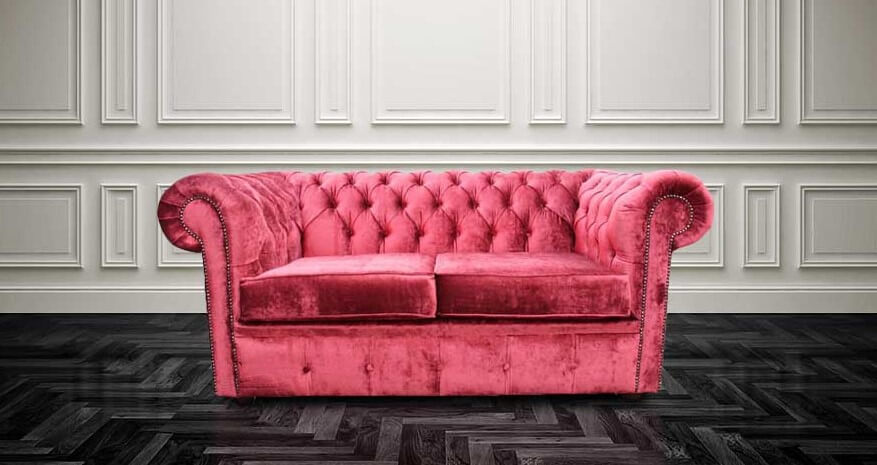 Product photograph of Chesterfield 2 Seater Sofa Settee Modena Pillarbox Red Velvet In Classic Style from Chesterfield Sofas
