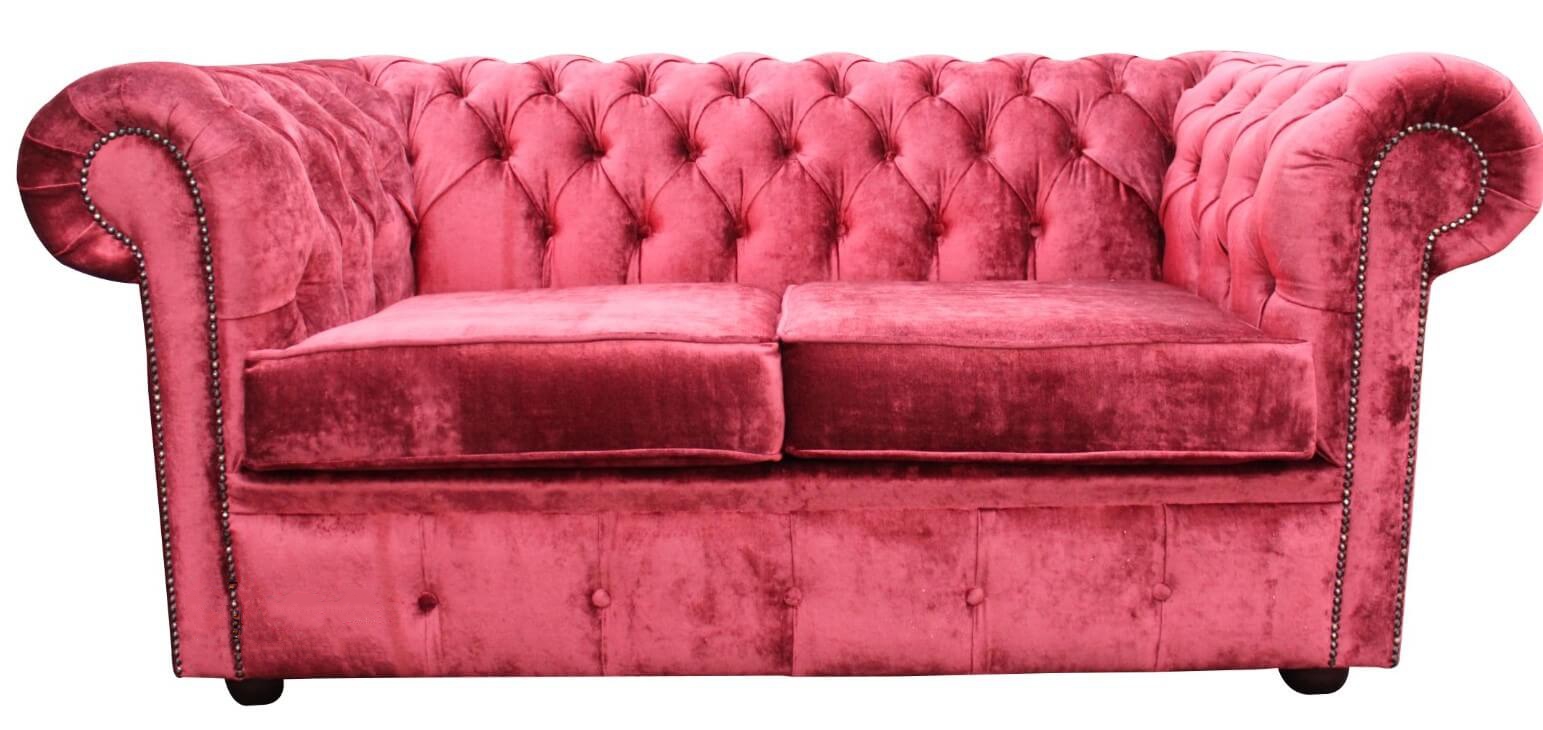 Product photograph of Chesterfield 2 Seater Sofa Settee Modena Pillarbox Red Velvet In Classic Style from Chesterfield Sofas.