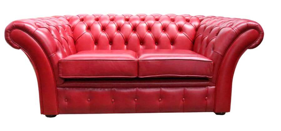 Product photograph of Chesterfield 2 Seater Sofa Settee Old English Gamay Red Leather In Balmoral Style from Chesterfield Sofas