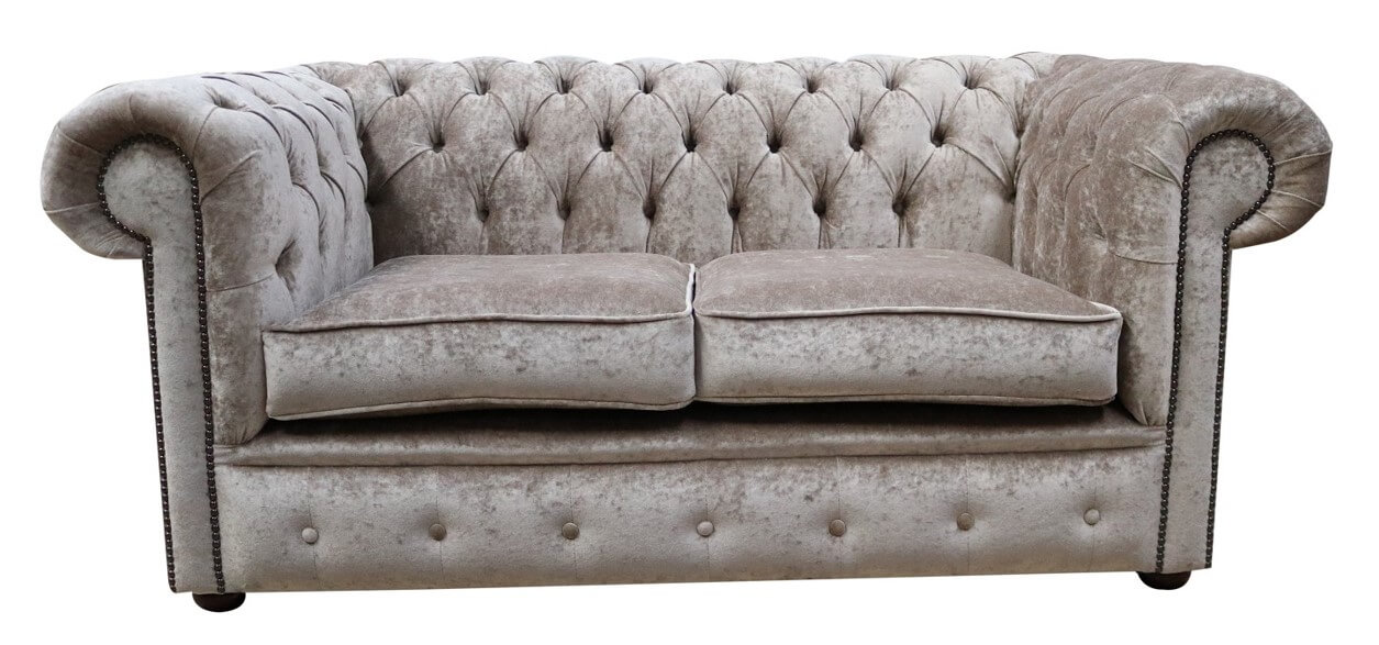 Product photograph of Chesterfield 2 Seater Sofa Settee Pastiche Mink Velvet In Classic Style from Chesterfield Sofas