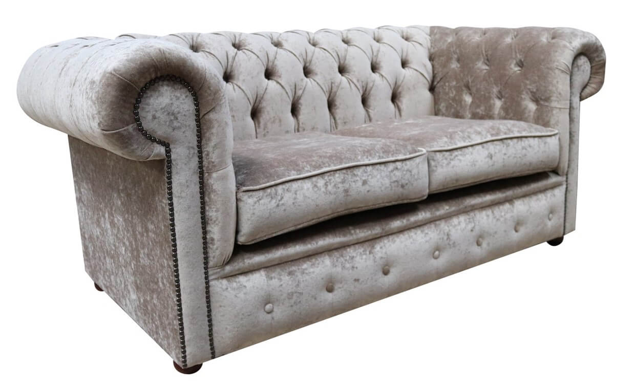 Product photograph of Chesterfield 2 Seater Sofa Settee Pastiche Mink Velvet In Classic Style from Chesterfield Sofas.