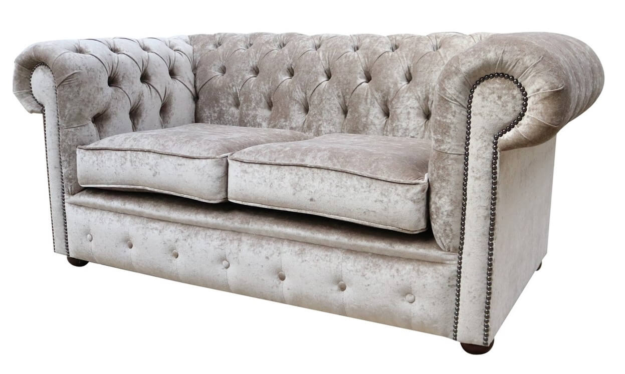 Product photograph of Chesterfield 2 Seater Sofa Settee Pastiche Mink Velvet In Classic Style from Chesterfield Sofas.