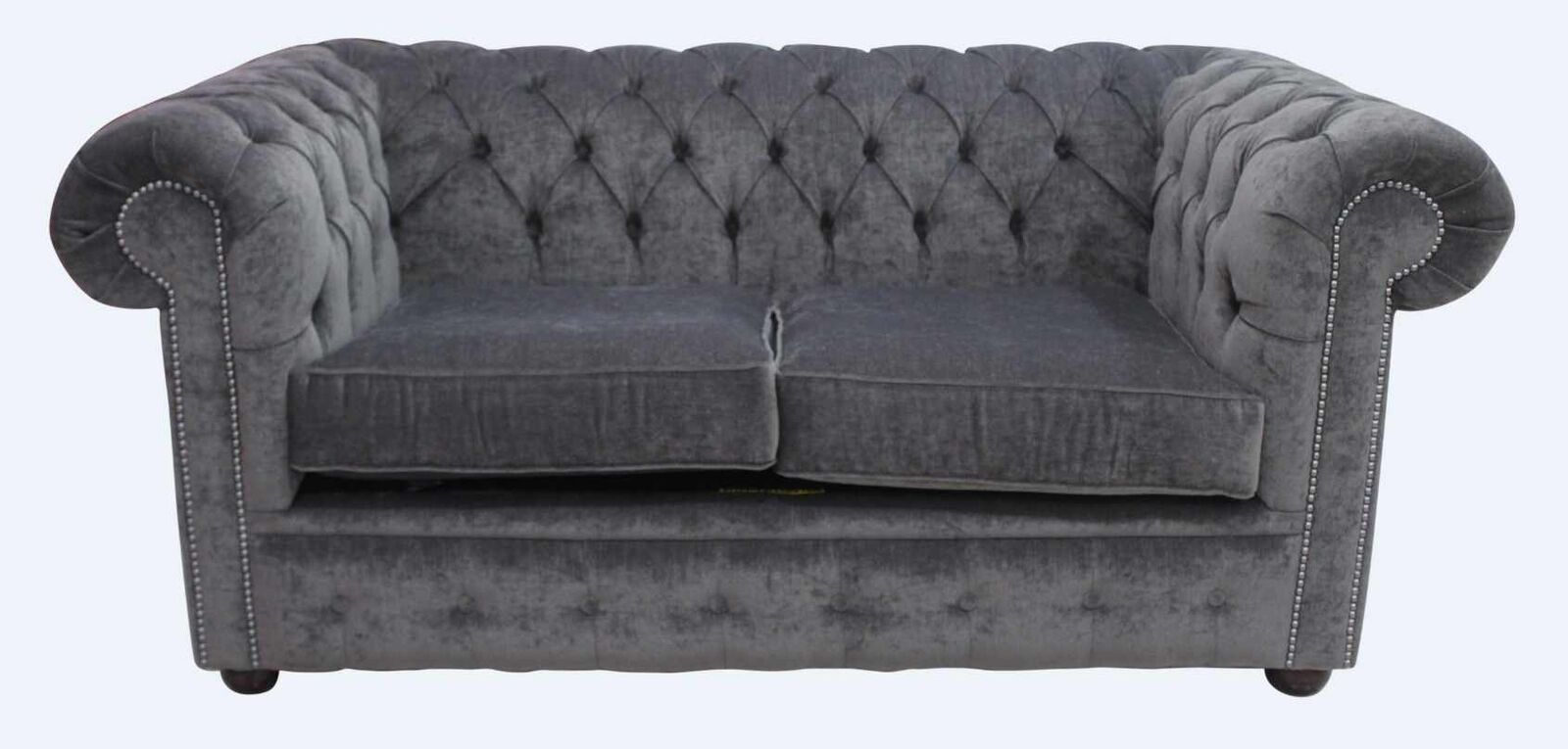 Product photograph of Chesterfield 2 Seater Sofa Settee Pimlico Charcoal Grey Fabric In Classic Style from Chesterfield Sofas