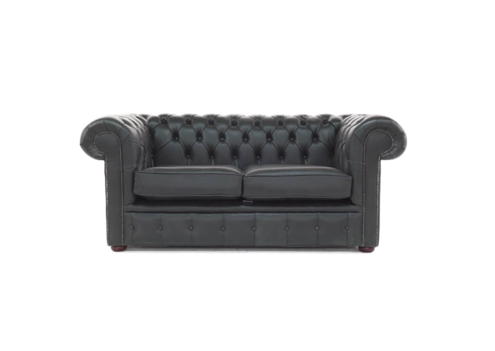 Product photograph of Chesterfield 2 Seater Shelly Black Real Leather Sofa Settee Bespoke In Classic Style from Chesterfield Sofas.