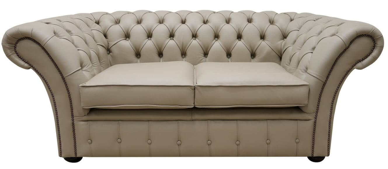Product photograph of Chesterfield 2 Seater Sofa Settee Shelly Pebble Leather In Balmoral Style from Chesterfield Sofas
