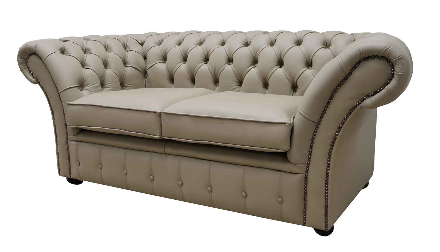 Product photograph of Chesterfield 2 Seater Sofa Settee Shelly Pebble Leather In Balmoral Style from Chesterfield Sofas.