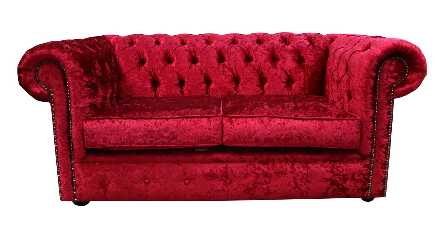 Product photograph of Chesterfield 2 Seater Sofa Settee Shimmer Red Velvet In Classic Style from Chesterfield Sofas