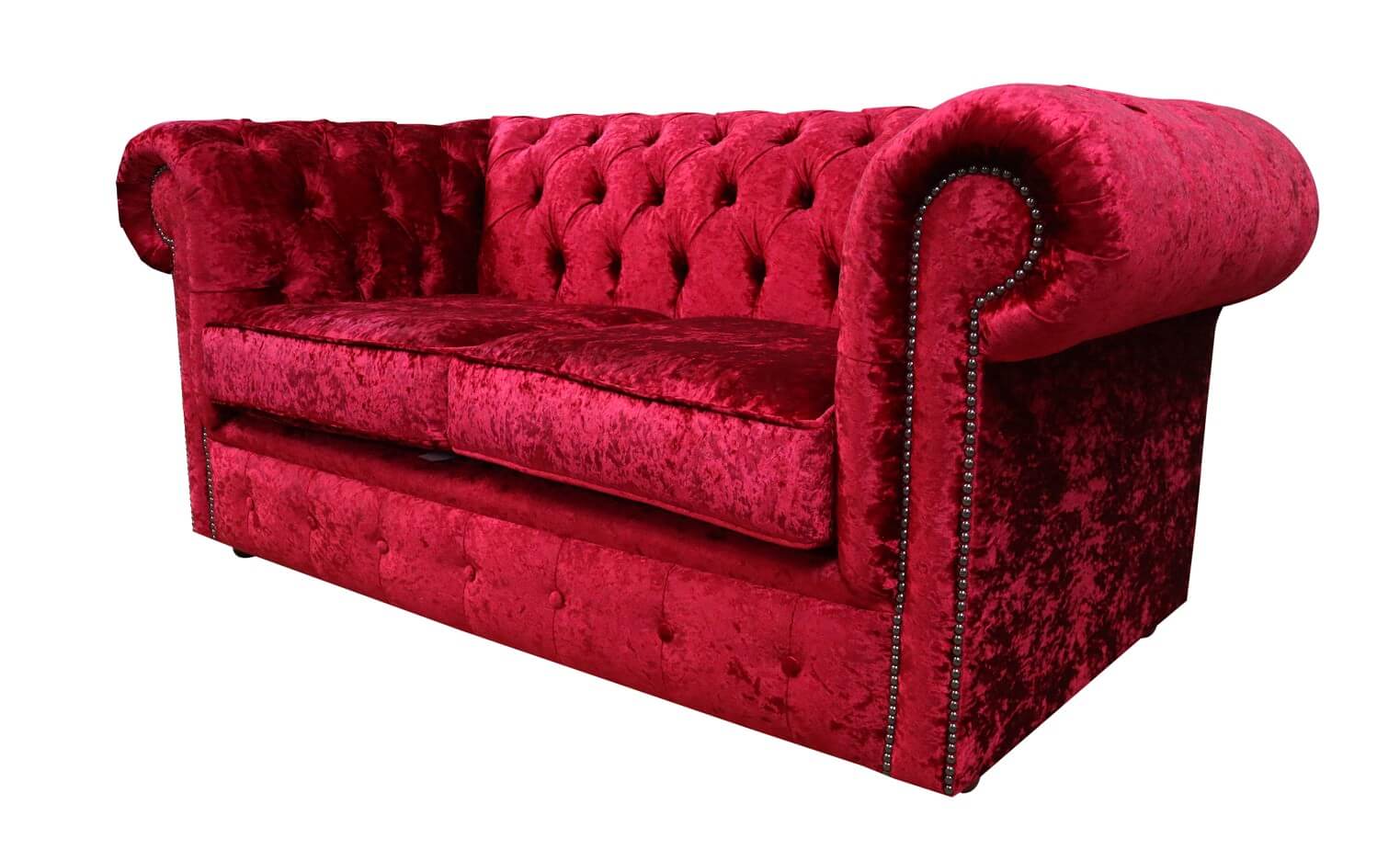 Product photograph of Chesterfield 2 Seater Sofa Settee Shimmer Red Velvet In Classic Style from Chesterfield Sofas.
