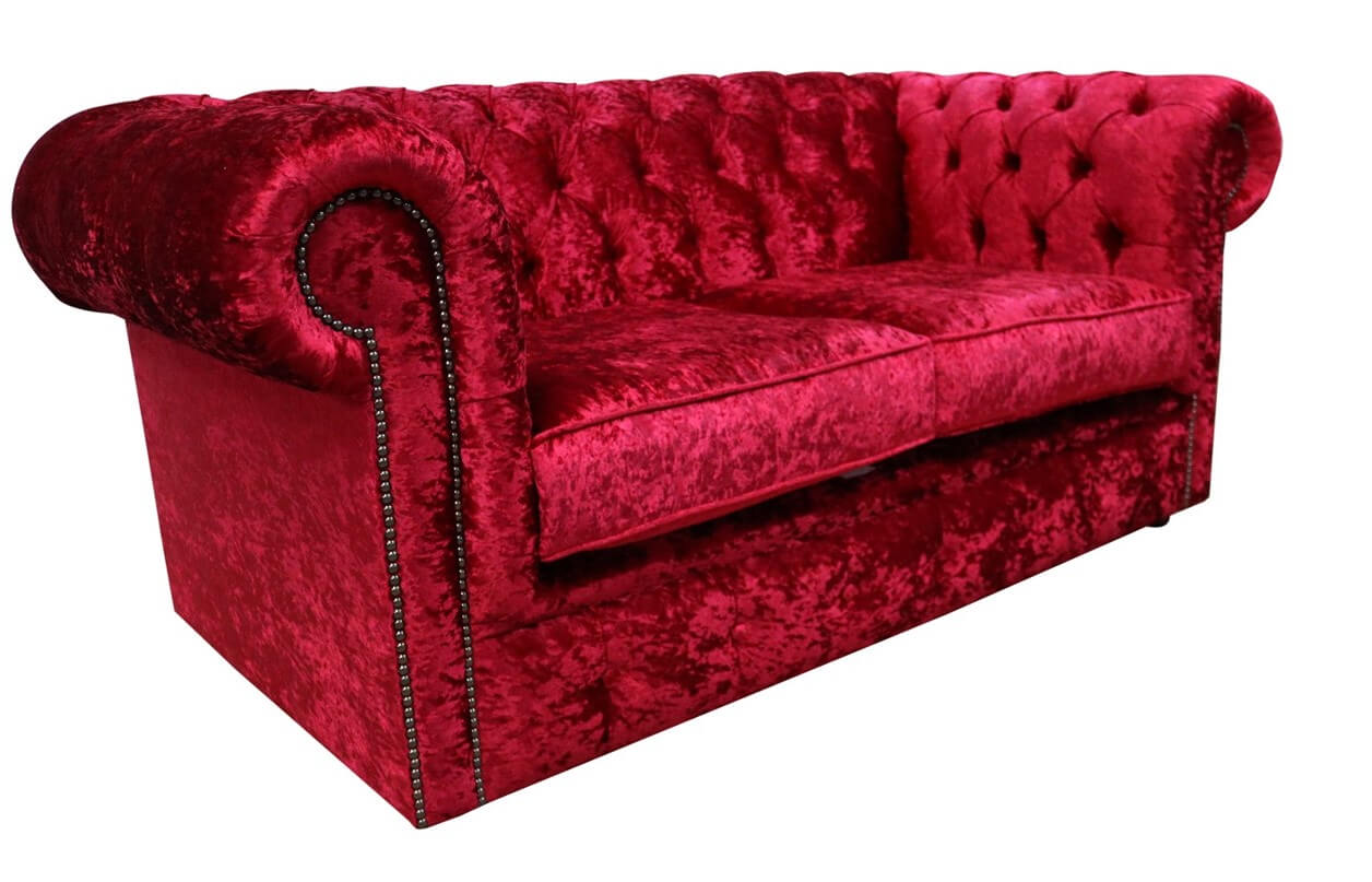 Product photograph of Chesterfield 2 Seater Sofa Settee Shimmer Red Velvet In Classic Style from Chesterfield Sofas.