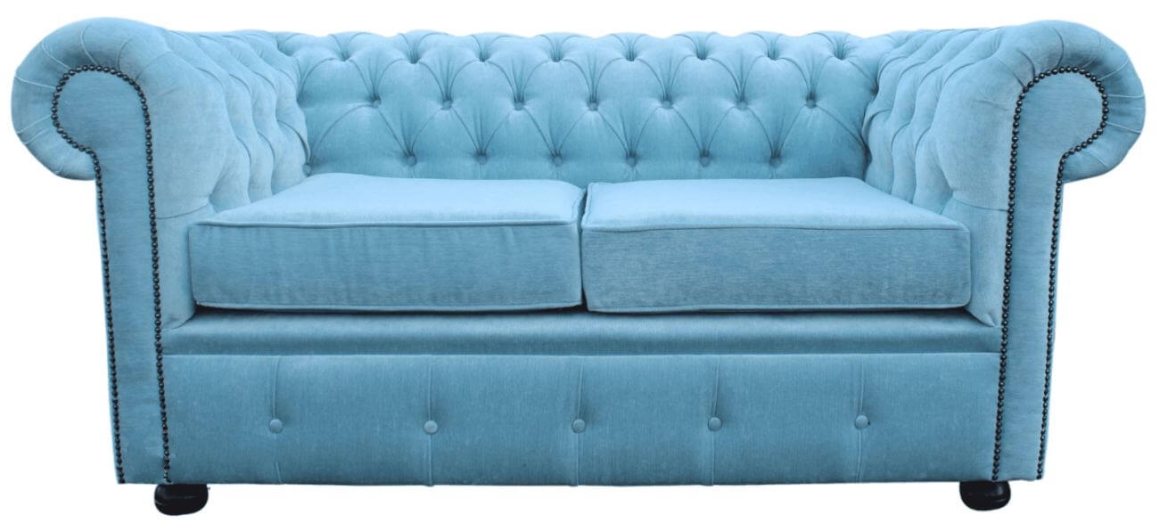 Product photograph of Chesterfield 2 Seater Sofa Settee Velluto Duck Egg Blue Fabric In Classic Style from Chesterfield Sofas.
