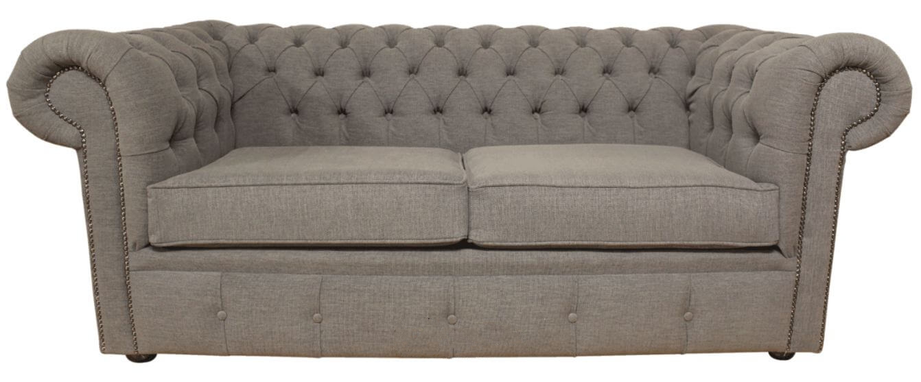 Product photograph of Chesterfield 2 Seater Sofa Settee Verity Plain Steel Grey Fabric In Classic Style from Chesterfield Sofas.