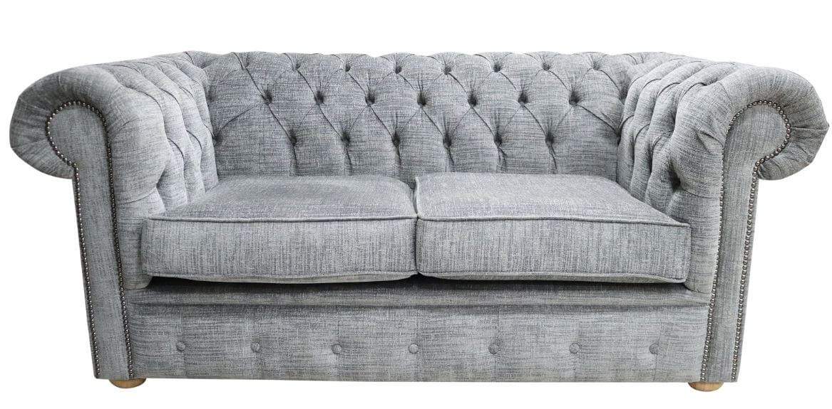 Product photograph of Chesterfield 2 Seater Sofa Settee Vita Silver Fabric In Classic Style from Chesterfield Sofas