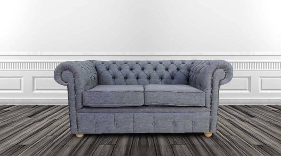 Product photograph of Chesterfield 2 Seater Sofa Settee Zoe Granite Grey Fabric In Classic Style from Chesterfield Sofas