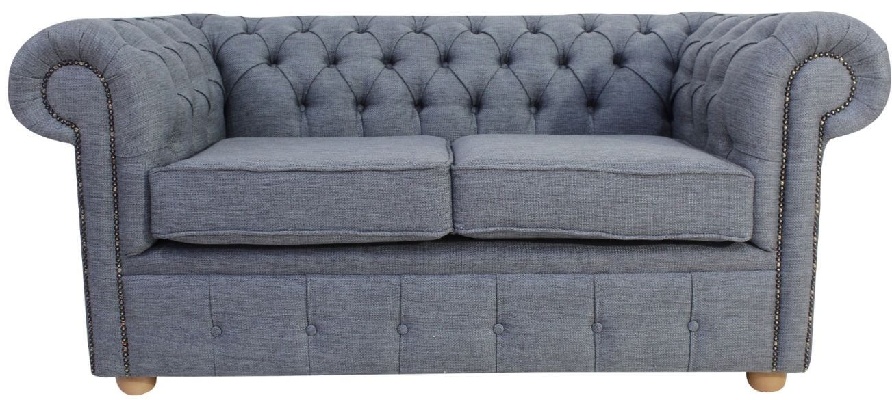 Product photograph of Chesterfield 2 Seater Sofa Settee Zoe Granite Grey Fabric In Classic Style from Chesterfield Sofas.