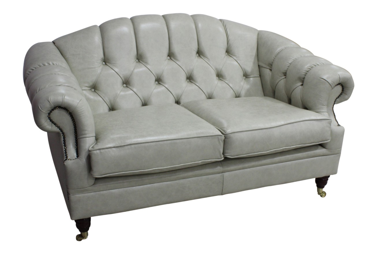 Product photograph of Chesterfield 2 Seater Stella Ice Leather Sofa Settee Bespoke In Victoria Style from Chesterfield Sofas.